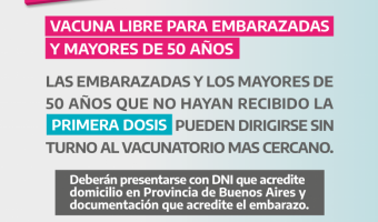 VACUNA LIBRE PARA MAYORES DE 50 Y EMBARAZADAS